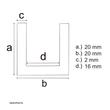 Kép 2/2 - AKCIÓS - Alumínium "U" profil, AlMgSi0,5/F22/20*20*20*2 (szál, 6m.)