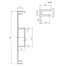 Alumínium reklámtábla profil, AlMgSi0,5/F22/170*18 (szál, 6m.)