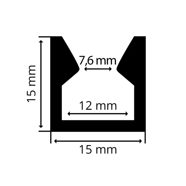 Alumínium üvegszorító profil, AlMgSi0,5/F22/15*15 (szál, 6m.)